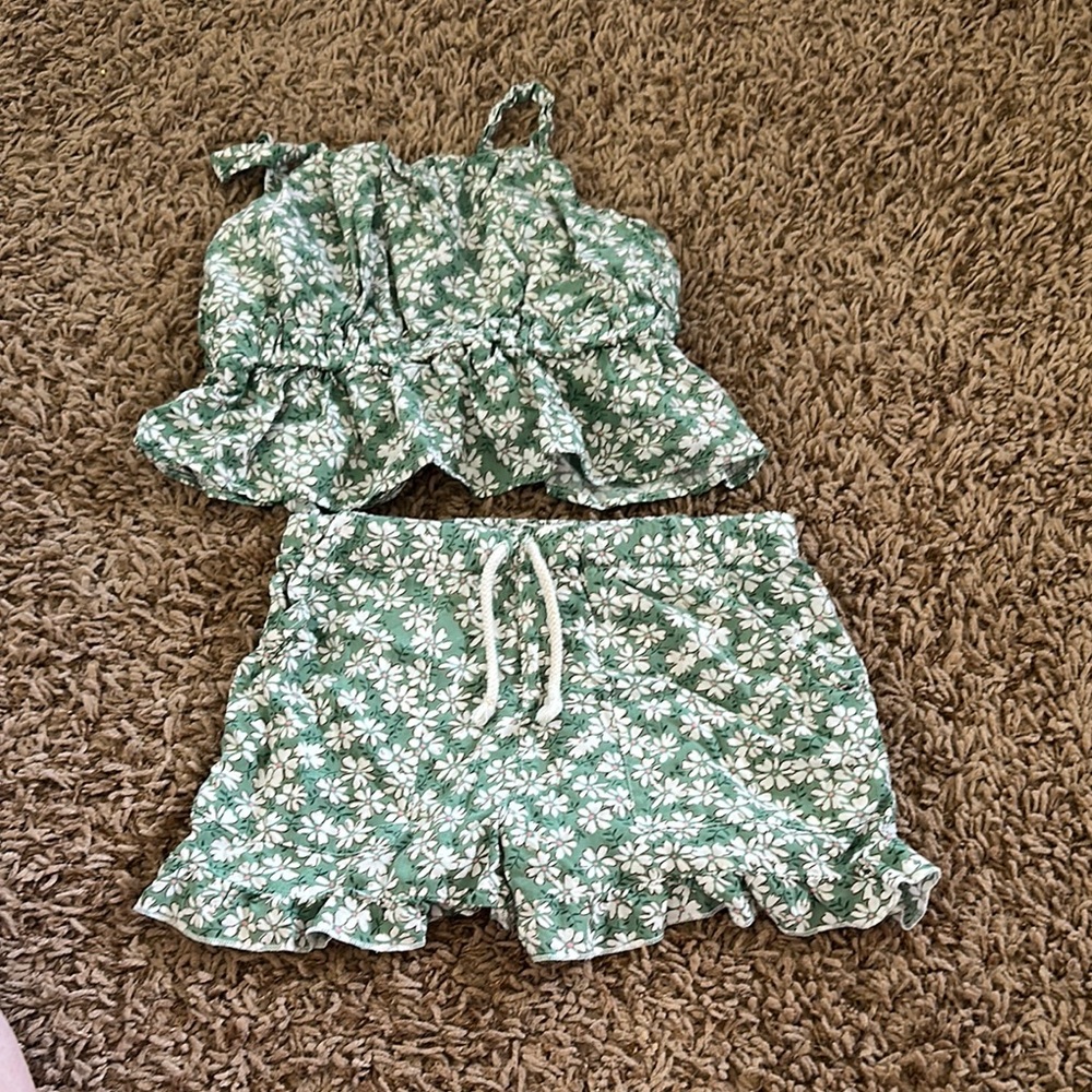 Floral Green Kids Matching Set
